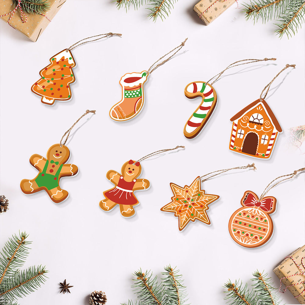 8 Pièces Peinture par Numéros Décoration de Noël | Set Bonhomme en Pain d'Épices