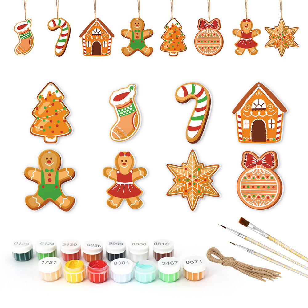8 Pièces Peinture par Numéros Décoration de Noël | Set Bonhomme en Pain d'Épices