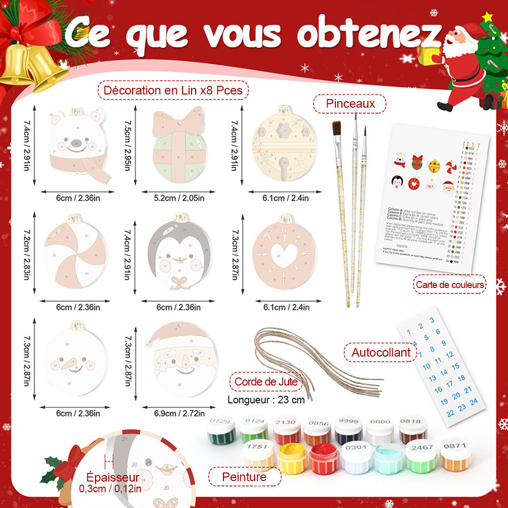8 Pièces Peinture par Numéros Décoration de Noël | Set Cadeau et Animaux