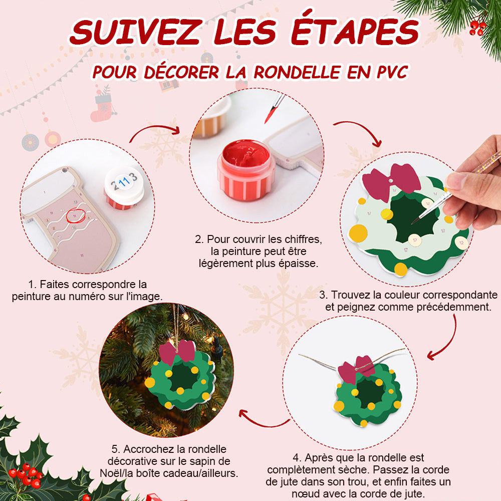 8 Pièces Peinture par Numéros Décoration de Noël | Set Cloches de Noël