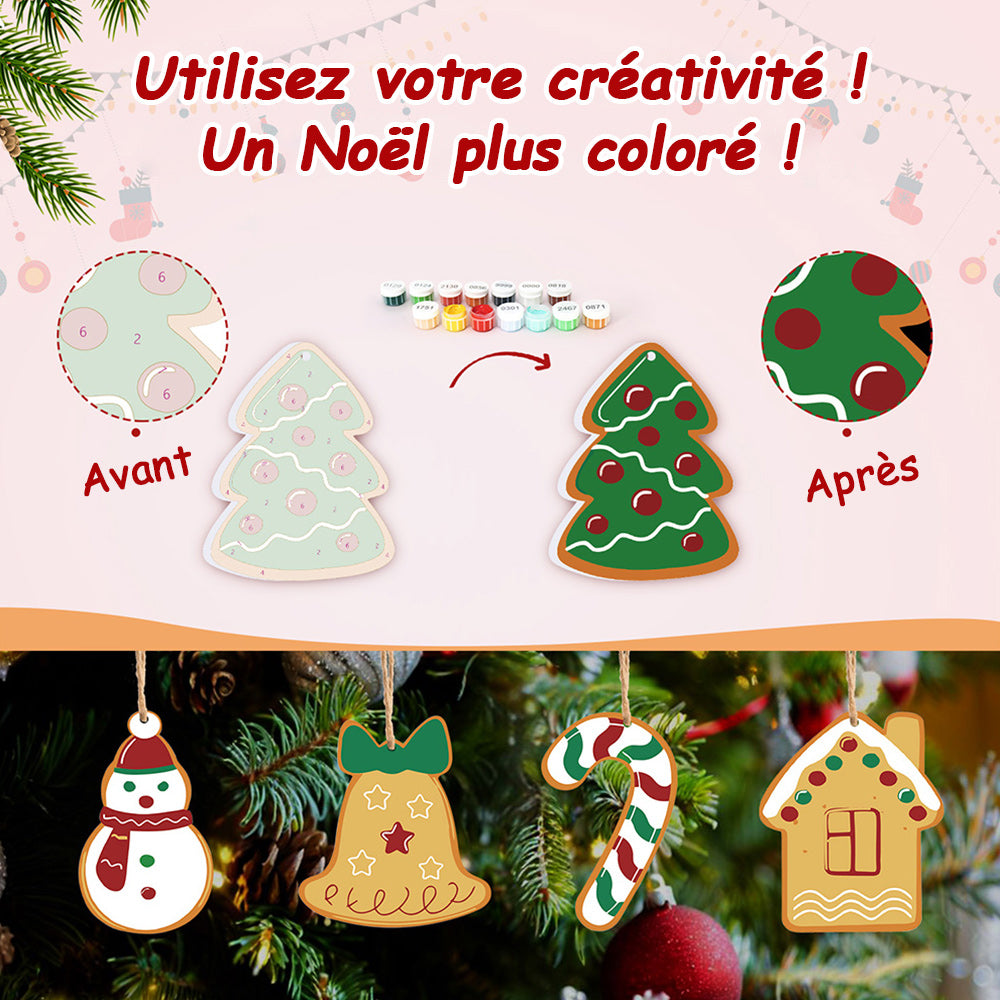 8 Pièces Peinture par Numéros Décoration de Noël | Set Cloches et Gants