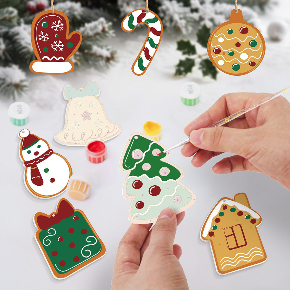 8 Pièces Peinture par Numéros Décoration de Noël | Set Cloches et Gants