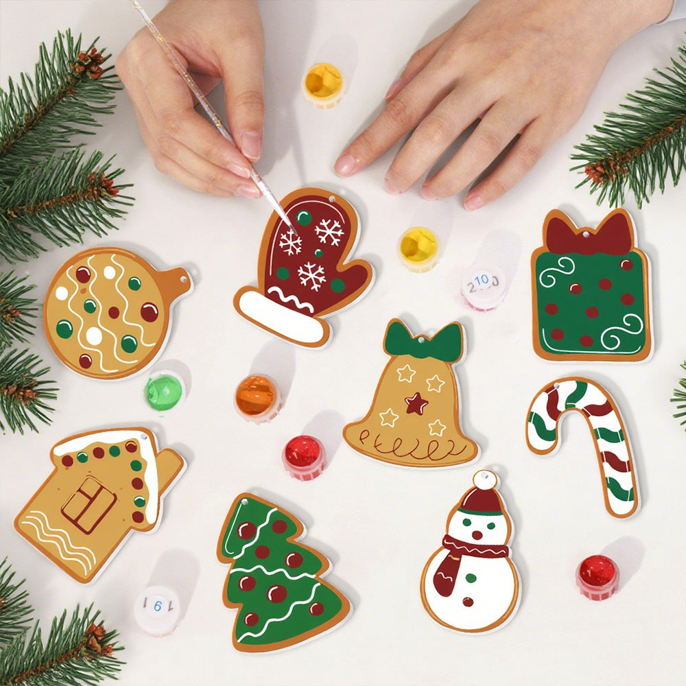 8 Pièces Peinture par Numéros Décoration de Noël | Set Cloches et Gants