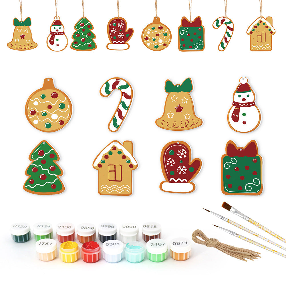 8 Pièces Peinture par Numéros Décoration de Noël | Set Cloches et Gants