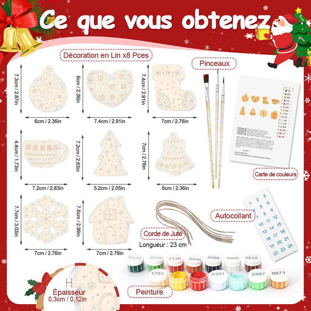 8 Pièces Peinture par Numéros Décoration de Noël | Set Décoration Orange