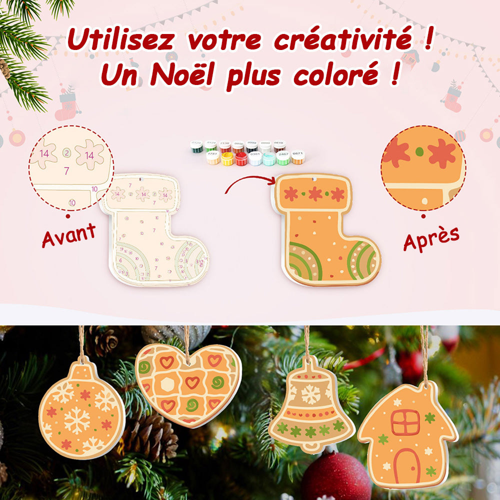 8 Pièces Peinture par Numéros Décoration de Noël | Set Décoration Orange