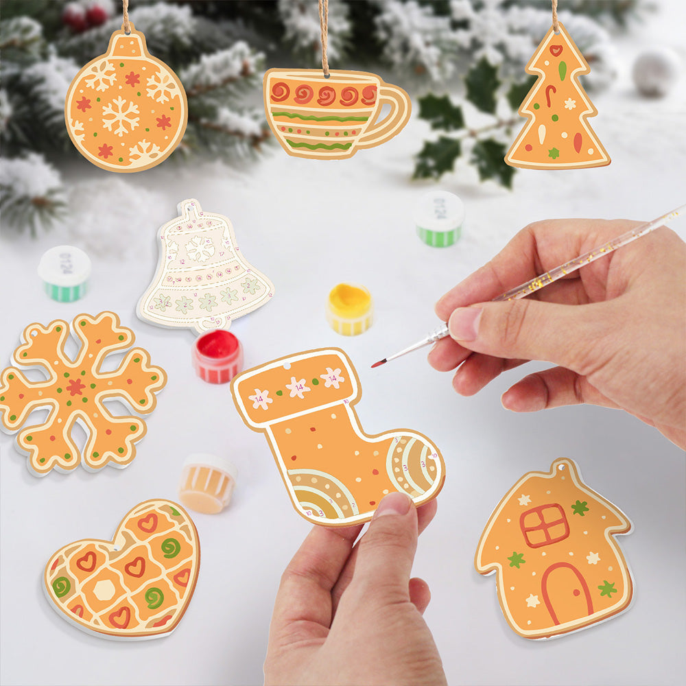 8 Pièces Peinture par Numéros Décoration de Noël | Set Décoration Orange