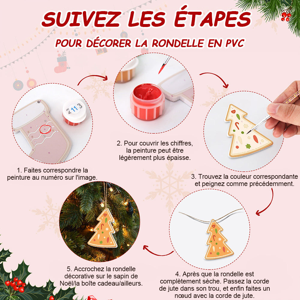 8 Pièces Peinture par Numéros Décoration de Noël | Set Décoration Orange