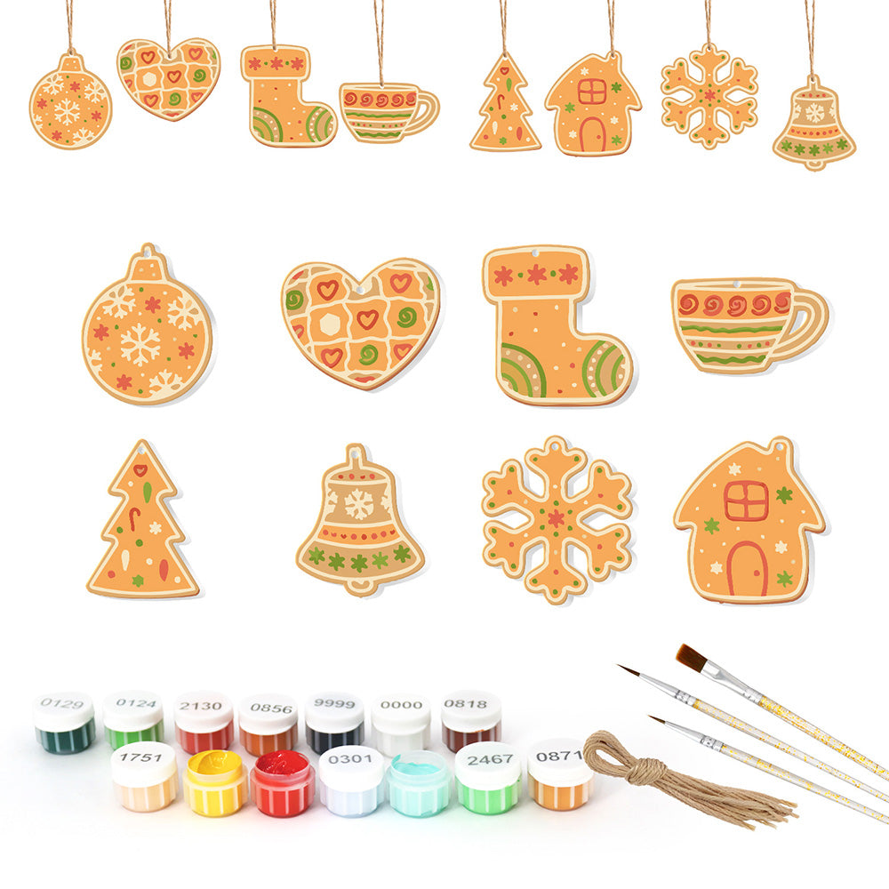 8 Pièces Peinture par Numéros Décoration de Noël | Set Décoration Orange