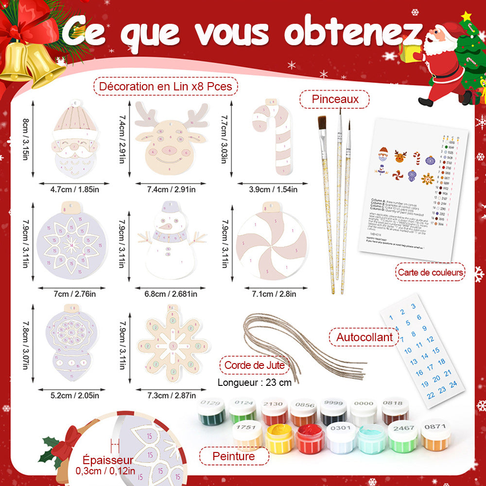 8 Pièces Peinture par Numéros Décoration de Noël | Set Décorations Violet