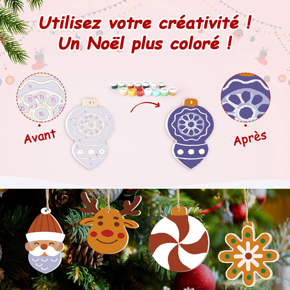 8 Pièces Peinture par Numéros Décoration de Noël | Set Décorations Violet