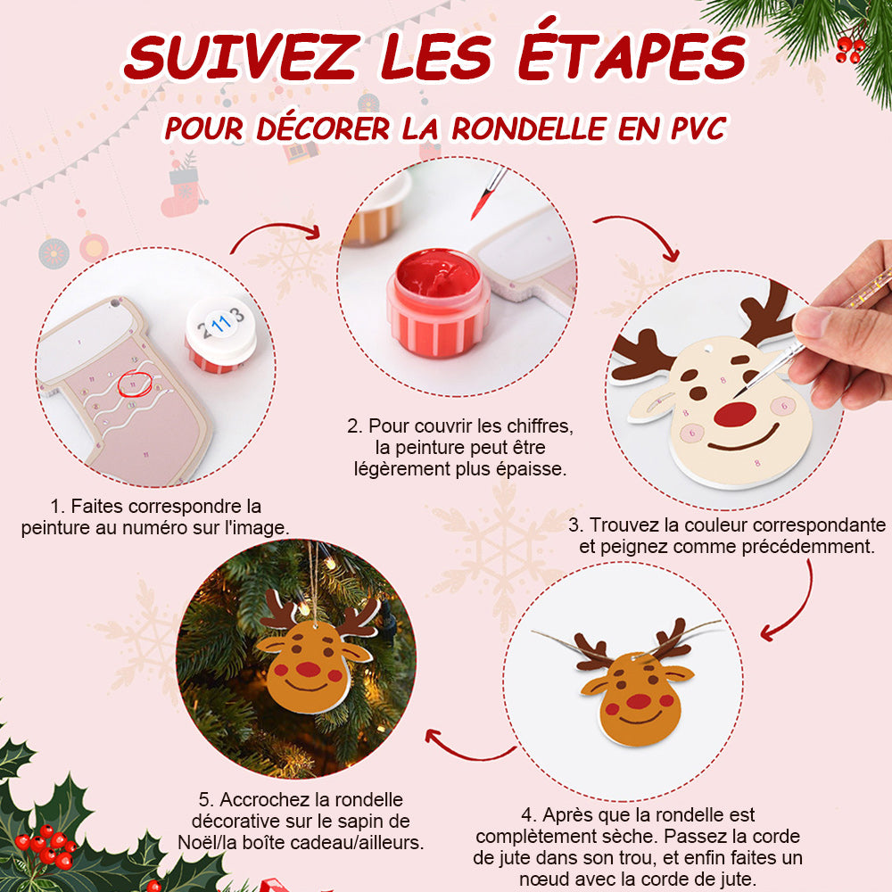 8 Pièces Peinture par Numéros Décoration de Noël | Set Décorations Violet