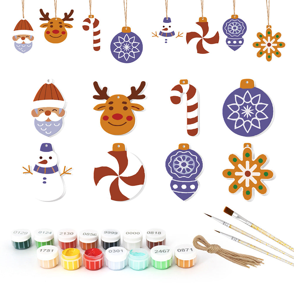 8 Pièces Peinture par Numéros Décoration de Noël | Set Décorations Violet