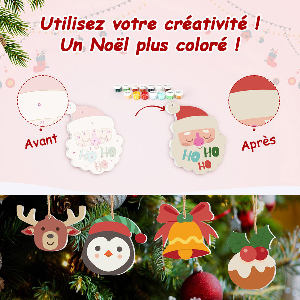 8 Pièces Peinture par Numéros Décoration de Noël | Set Élan et Manchot