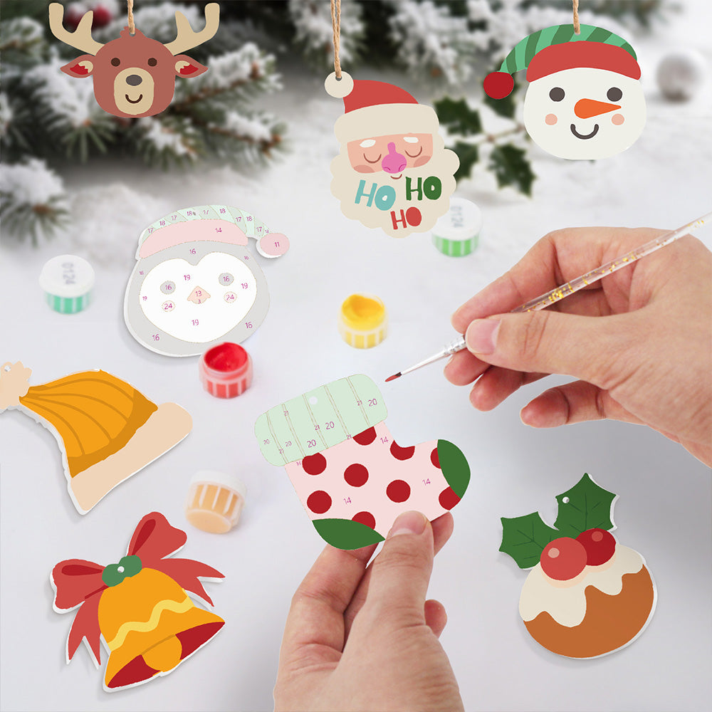 8 Pièces Peinture par Numéros Décoration de Noël | Set Élan et Manchot