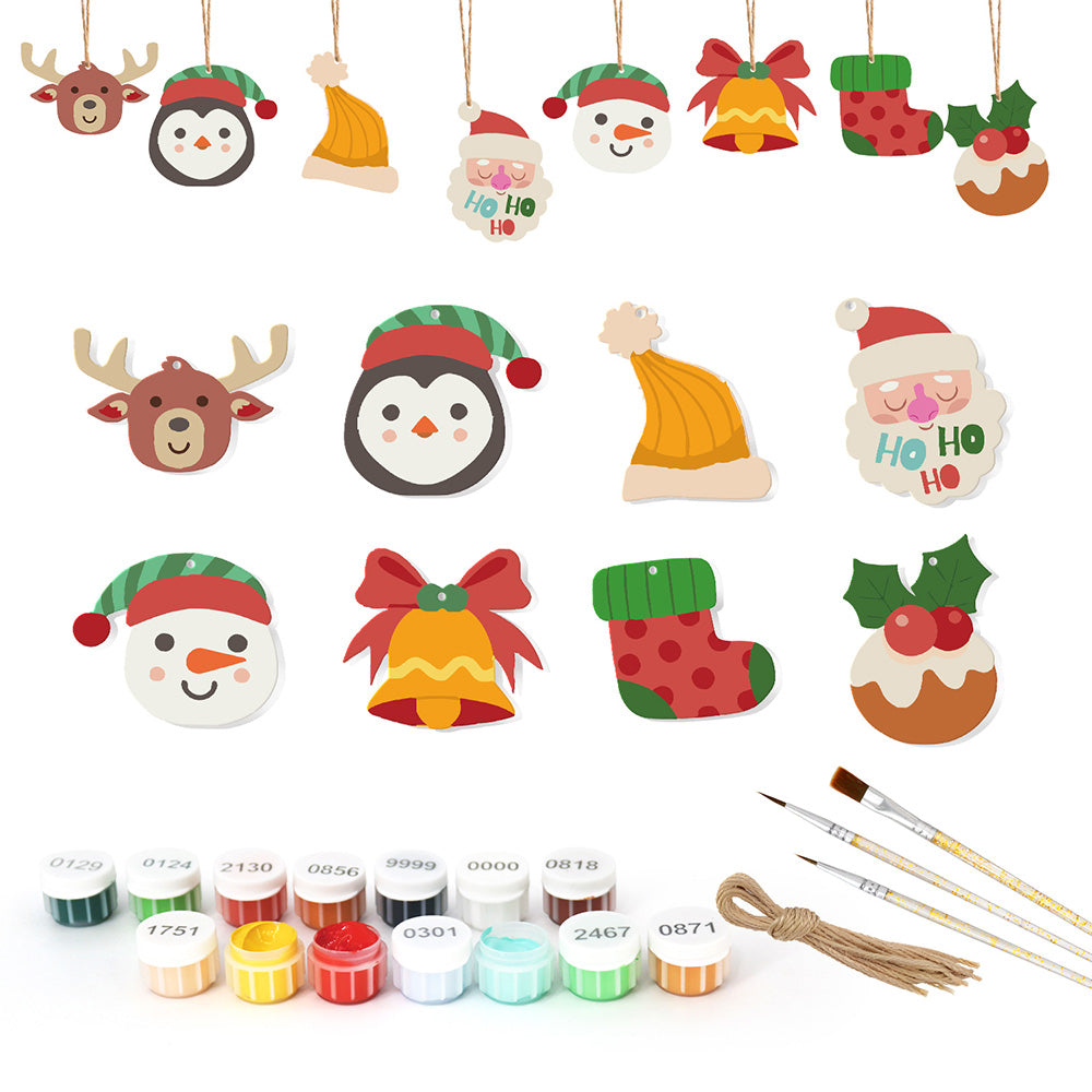 8 Pièces Peinture par Numéros Décoration de Noël | Set Élan et Manchot