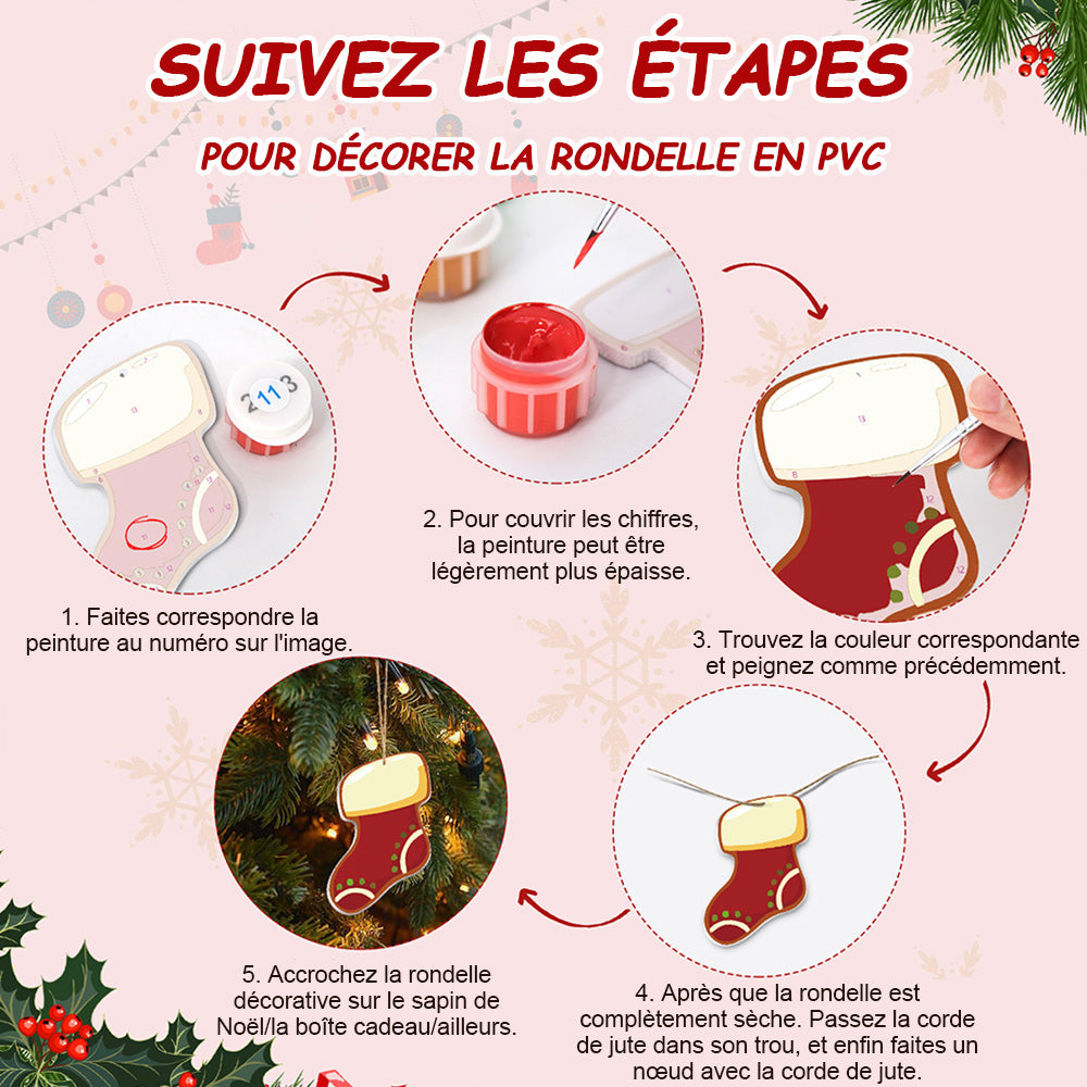 8 Pièces Peinture par Numéros Décoration de Noël | Set Équipement d'Hiver