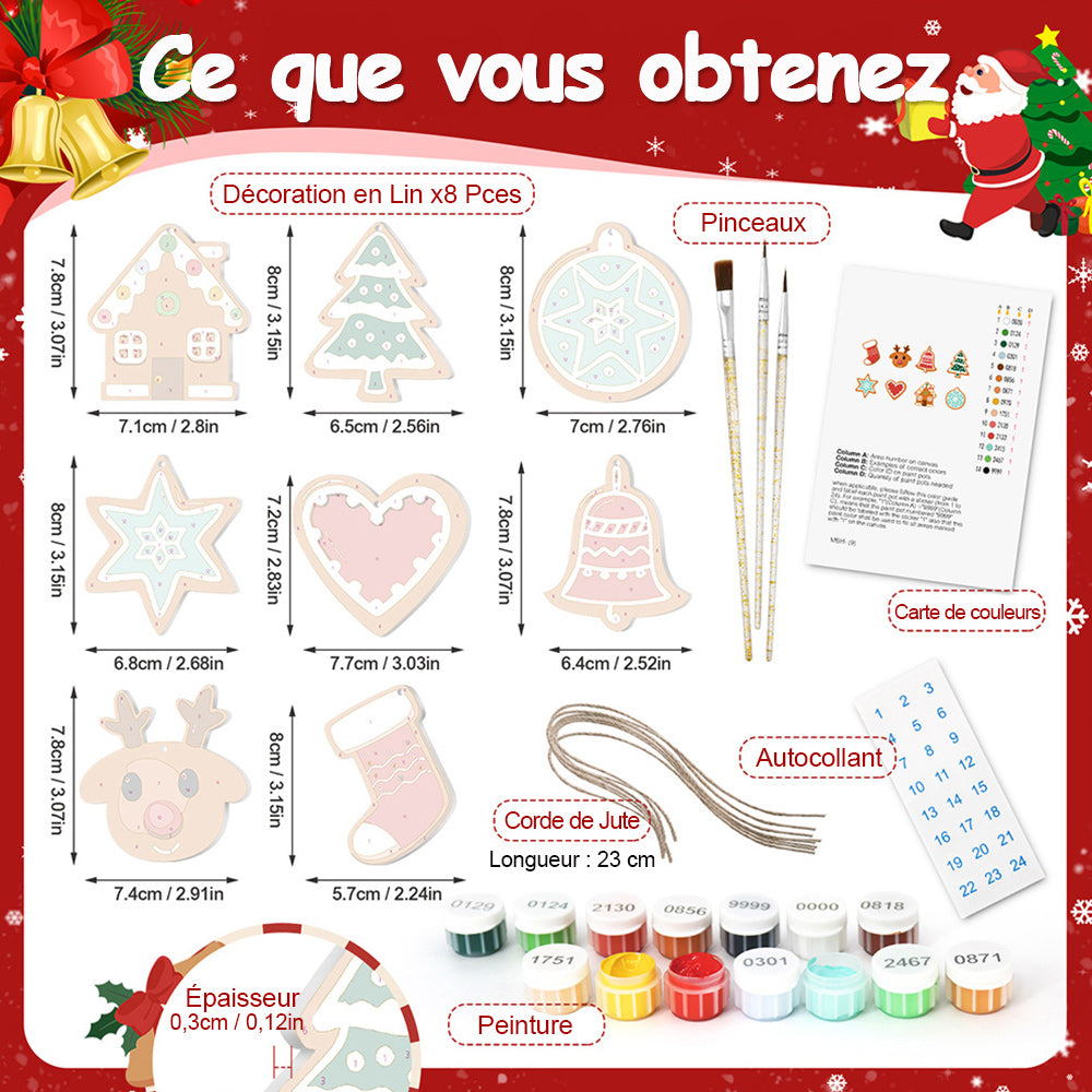 8 Pièces Peinture par Numéros Décoration de Noël | Set Étoile Magique de Noël