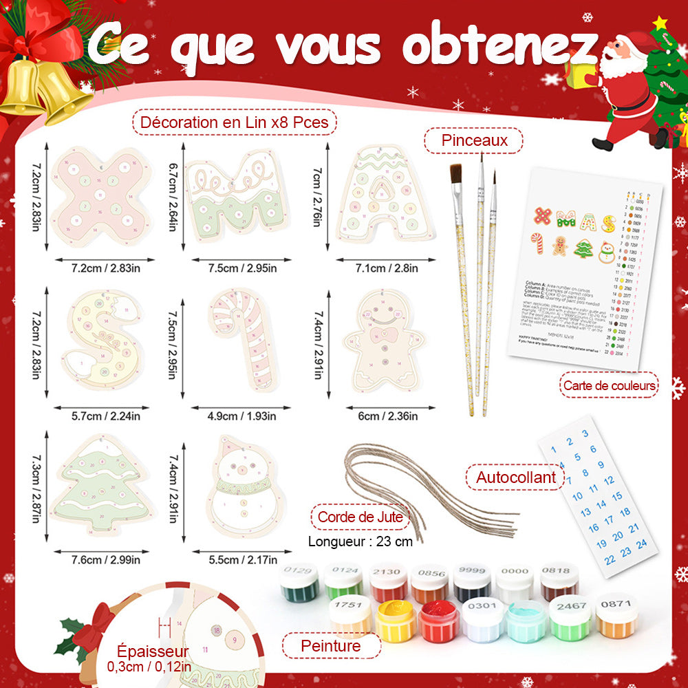 8 Pièces Peinture par Numéros Décoration de Noël | Set Lettres de Noël