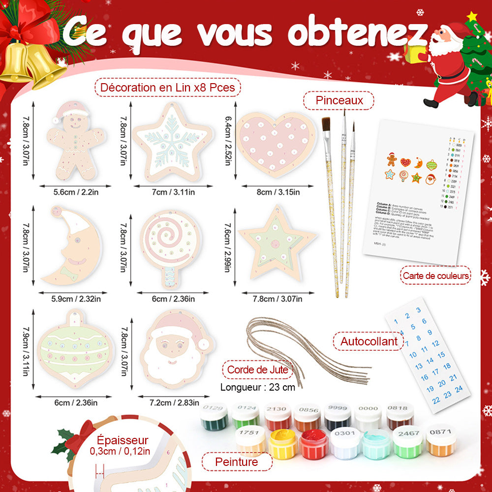 8 Pièces Peinture par Numéros Décoration de Noël | Set Lune et Étoiles