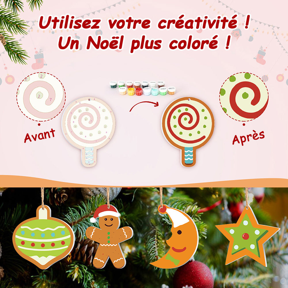 8 Pièces Peinture par Numéros Décoration de Noël | Set Lune et Étoiles