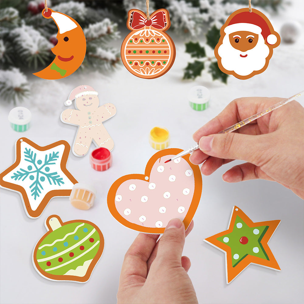 8 Pièces Peinture par Numéros Décoration de Noël | Set Lune et Étoiles