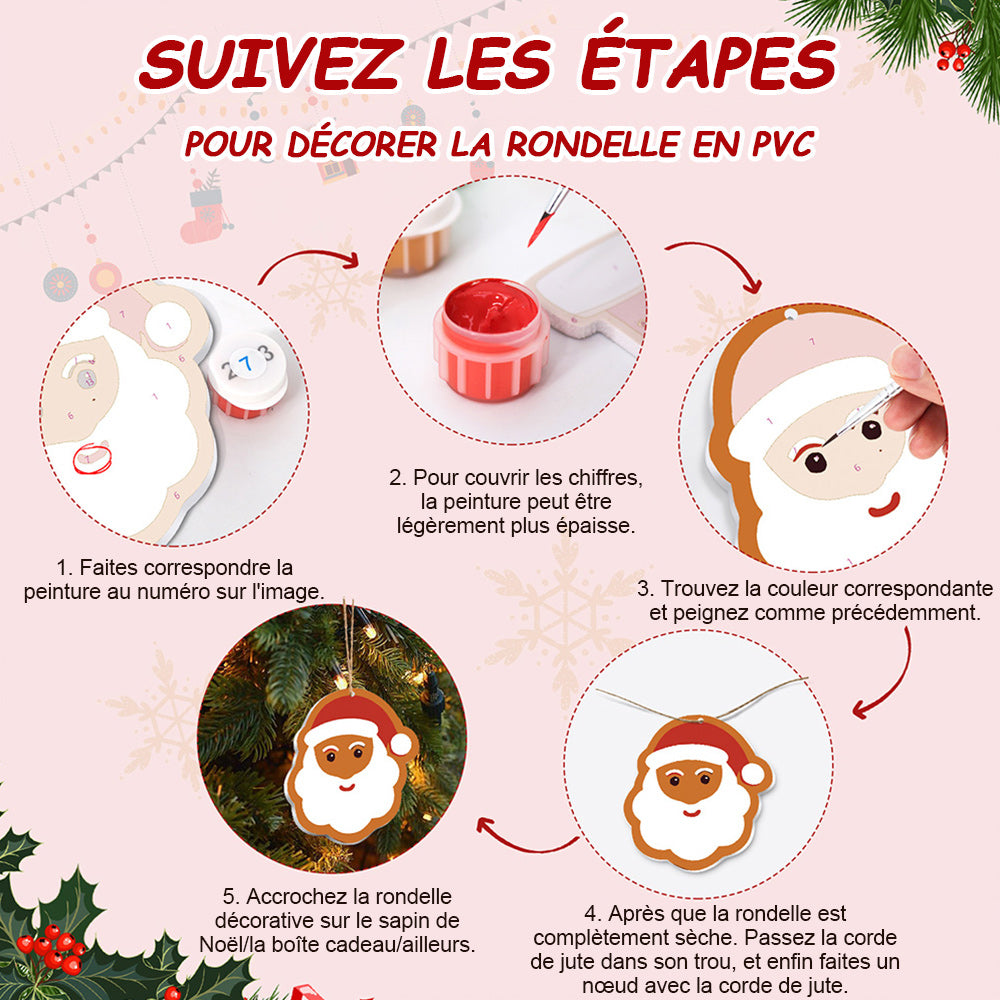 8 Pièces Peinture par Numéros Décoration de Noël | Set Lune et Étoiles