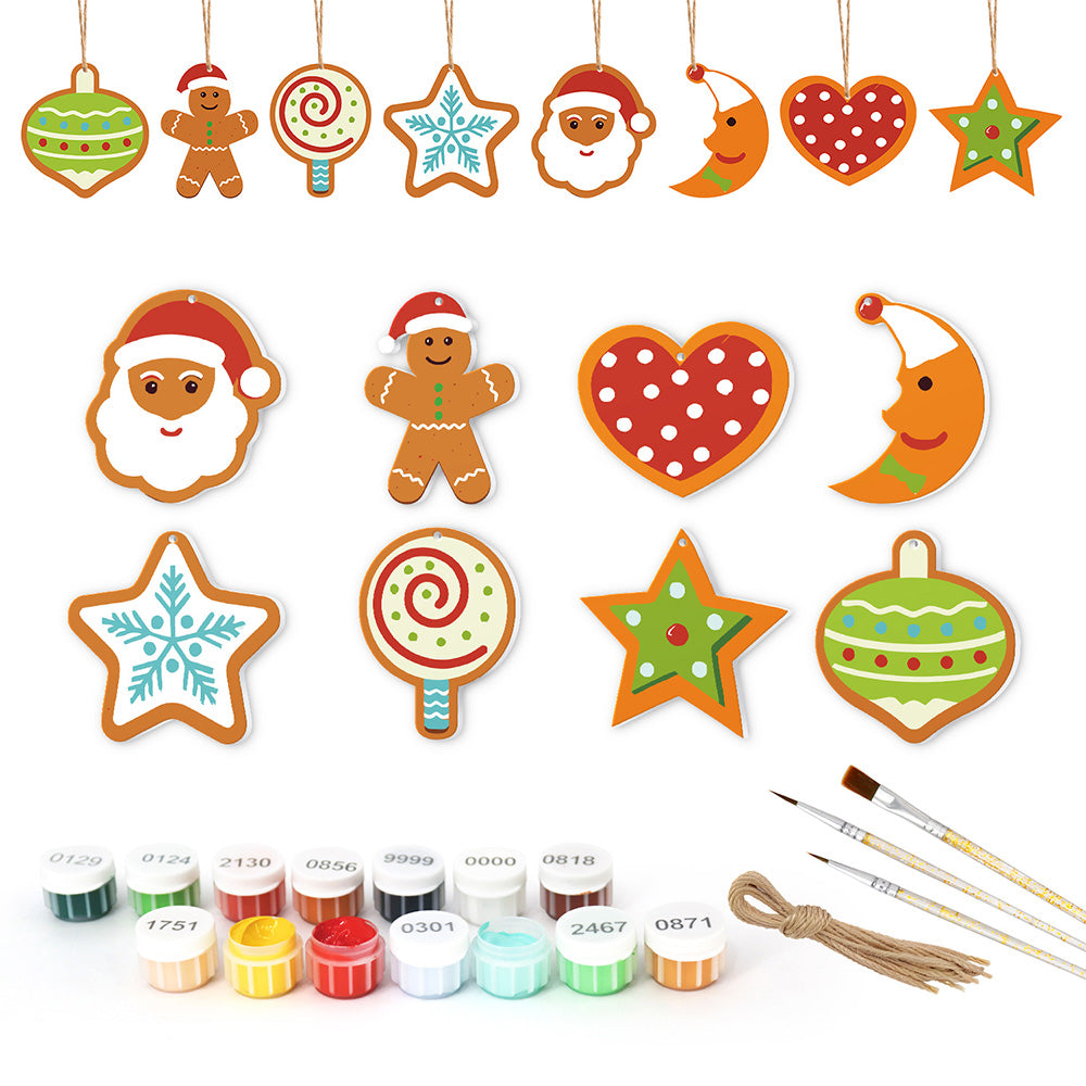 8 Pièces Peinture par Numéros Décoration de Noël | Set Lune et Étoiles