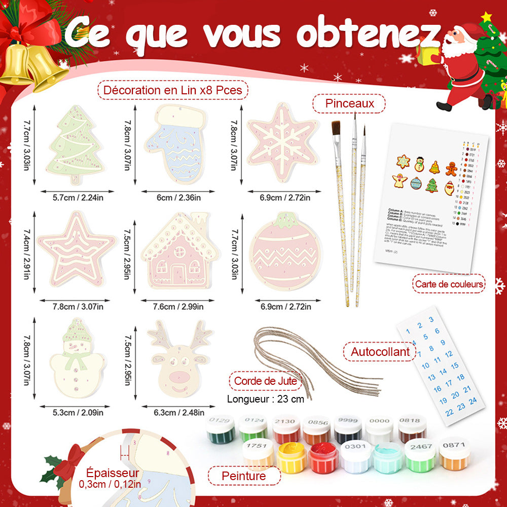 8 Pièces Peinture par Numéros Décoration de Noël | Set Maison et Étoiles