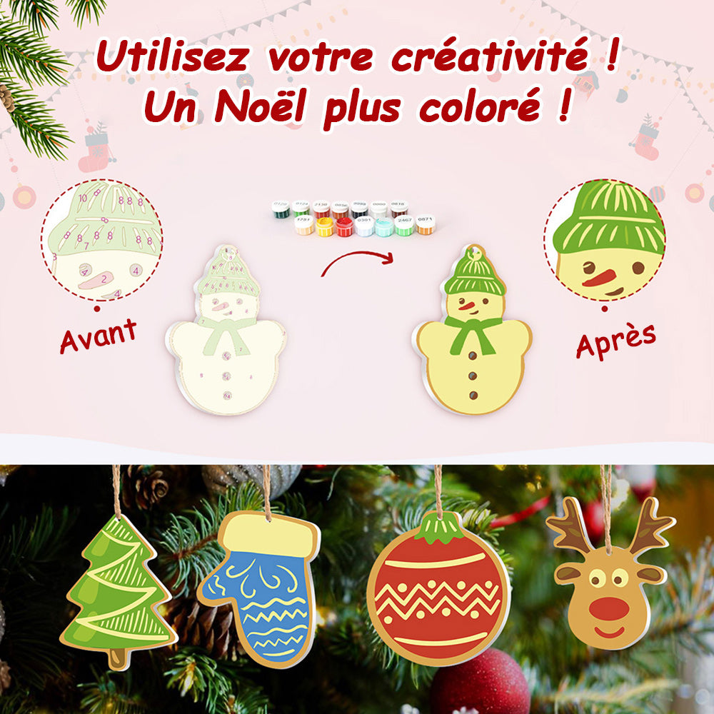 8 Pièces Peinture par Numéros Décoration de Noël | Set Maison et Étoiles