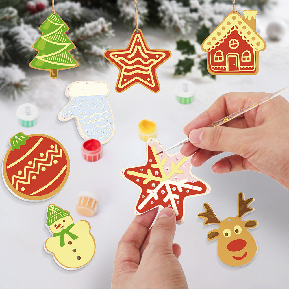 8 Pièces Peinture par Numéros Décoration de Noël | Set Maison et Étoiles