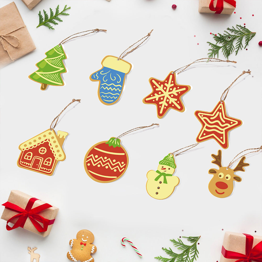 8 Pièces Peinture par Numéros Décoration de Noël | Set Maison et Étoiles