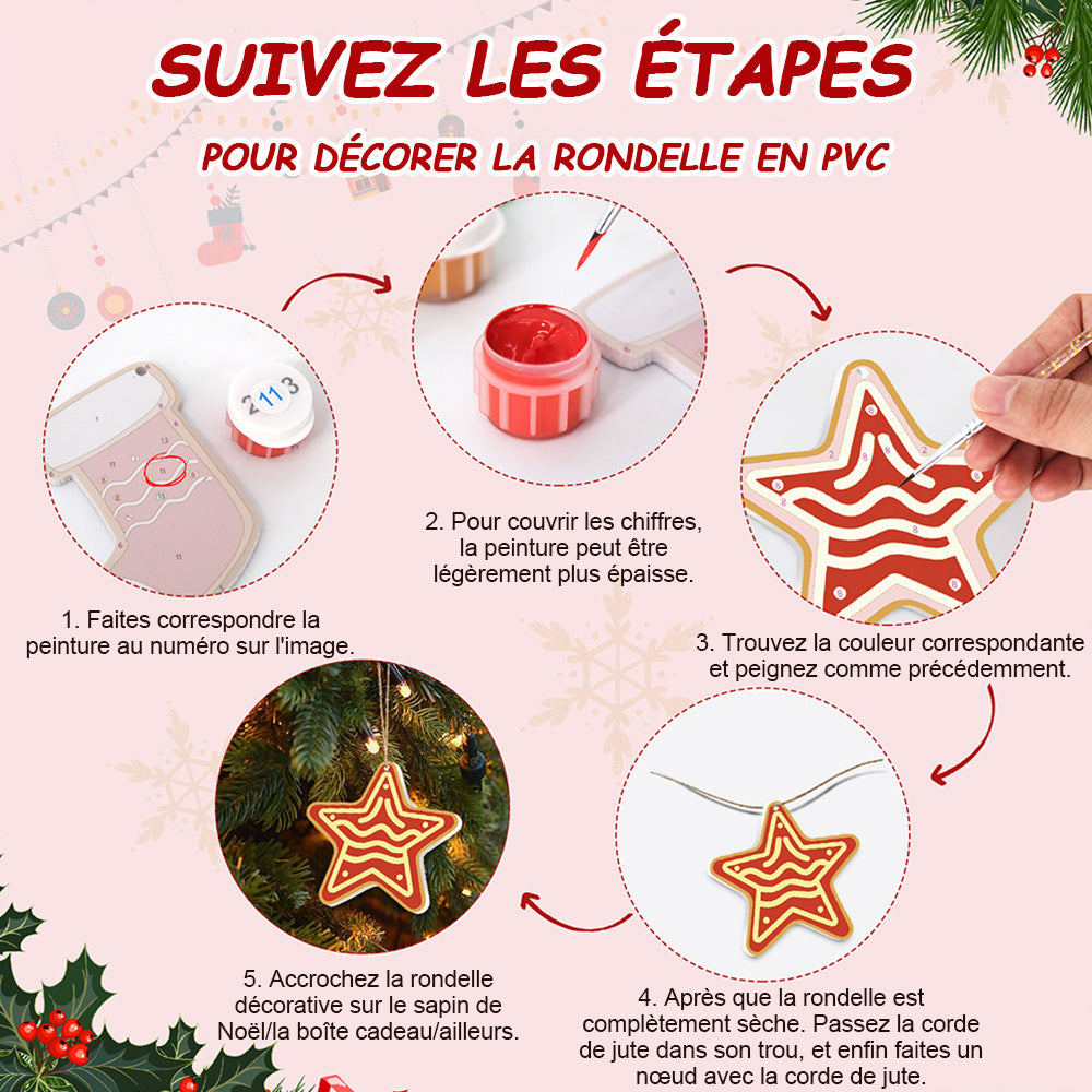 8 Pièces Peinture par Numéros Décoration de Noël | Set Maison et Étoiles