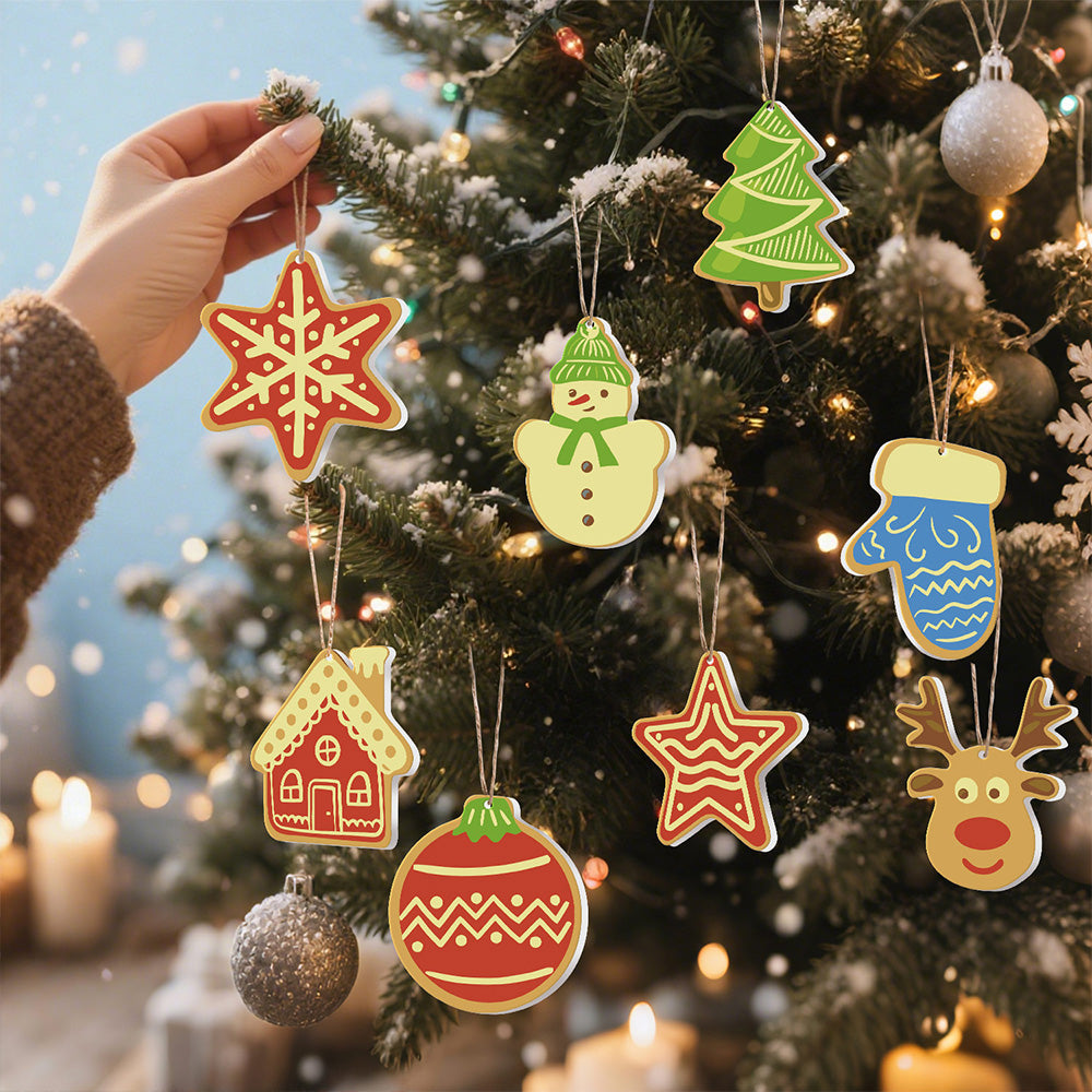 8 Pièces Peinture par Numéros Décoration de Noël | Set Maison et Étoiles