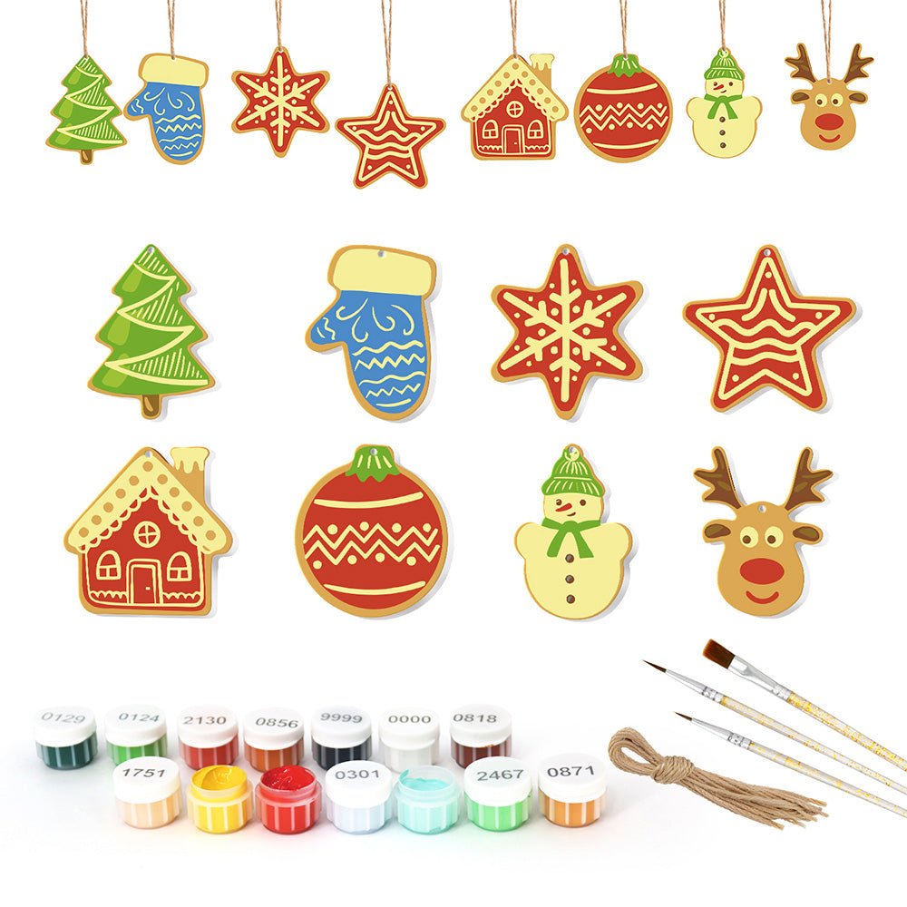 8 Pièces Peinture par Numéros Décoration de Noël | Set Maison et Étoiles
