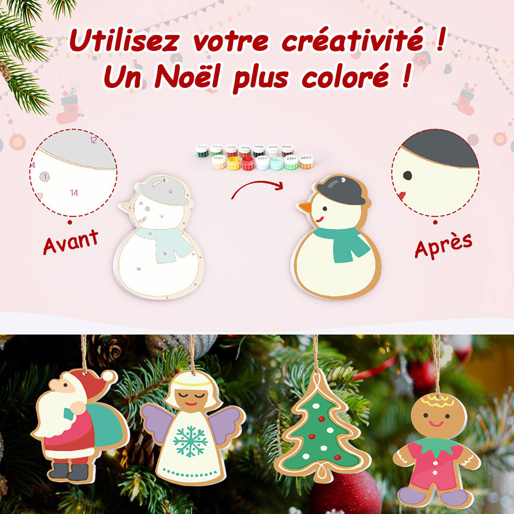 8 Pièces Peinture par Numéros Décoration de Noël | Set Père Noël et Ange