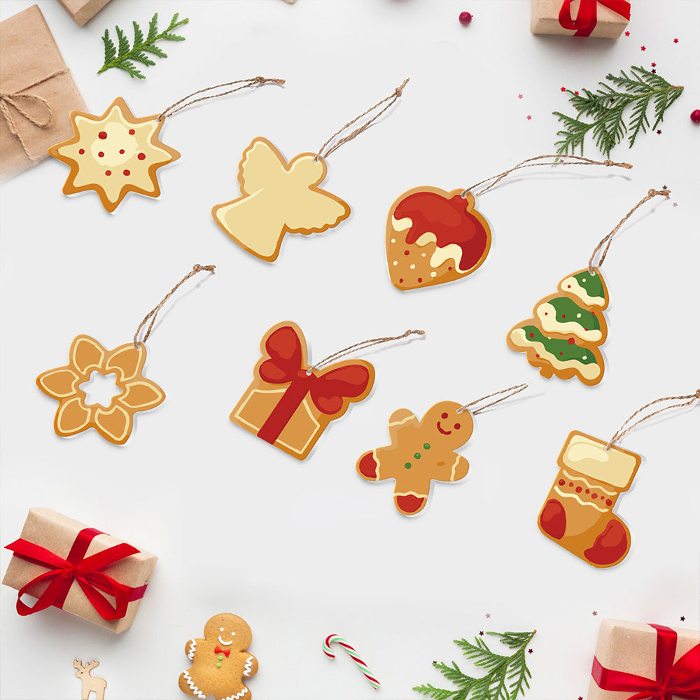 8 Pièces Peinture par Numéros Décoration de Noël | Set Tarte à la Fraise et Bonhomme en Pain d'Épices