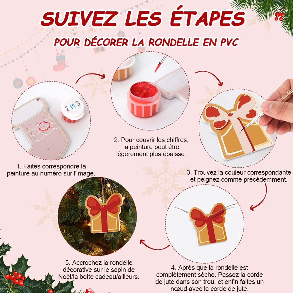 8 Pièces Peinture par Numéros Décoration de Noël | Set Tarte à la Fraise et Bonhomme en Pain d'Épices