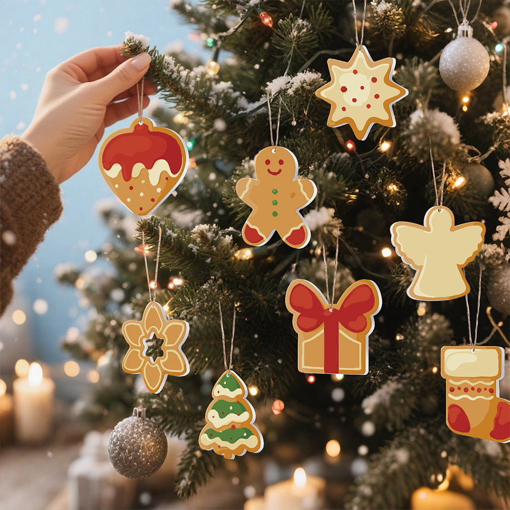 8 Pièces Peinture par Numéros Décoration de Noël | Set Tarte à la Fraise et Bonhomme en Pain d'Épices