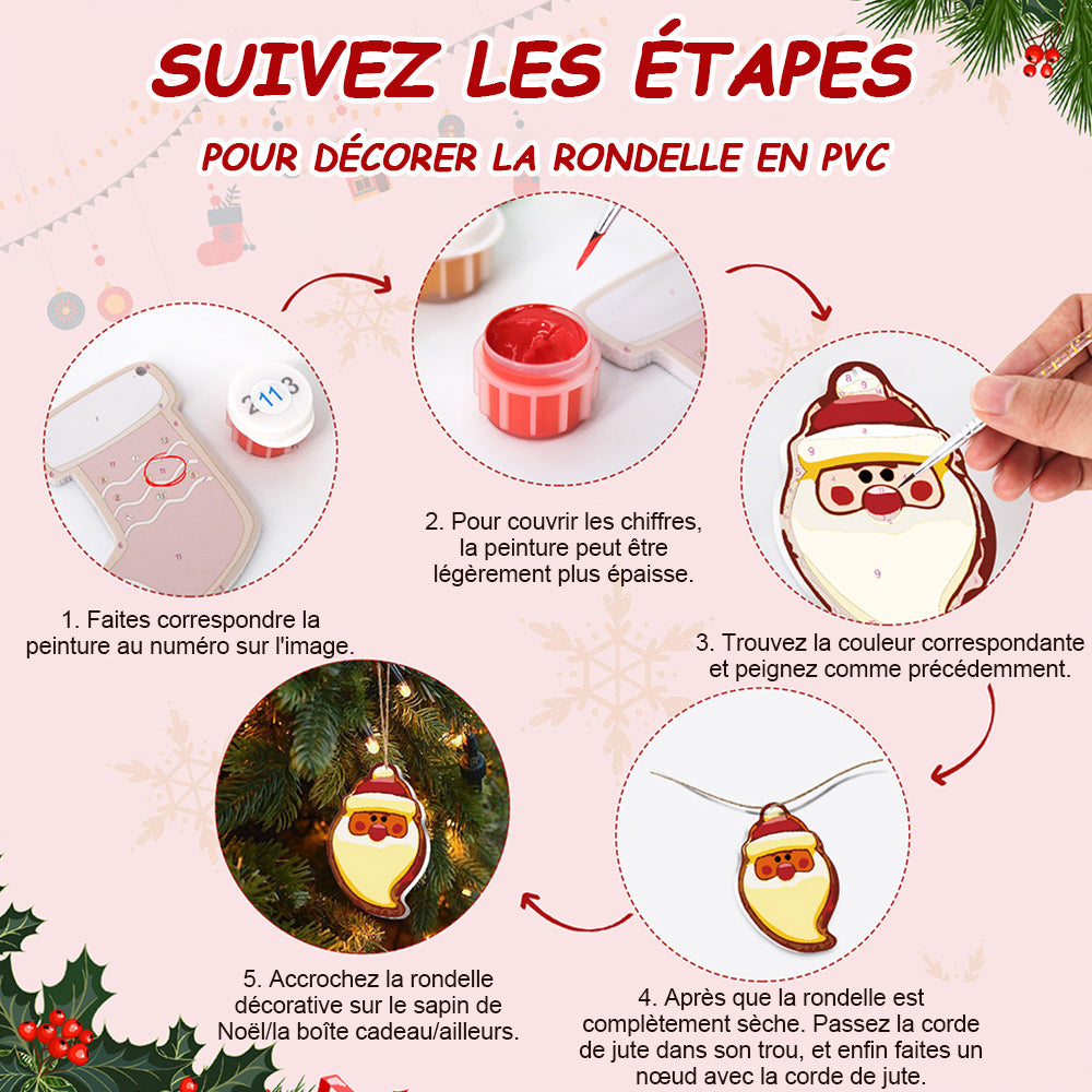 8 Pièces Peinture par Numéros Décoration de Noël | Set Veille de Noël