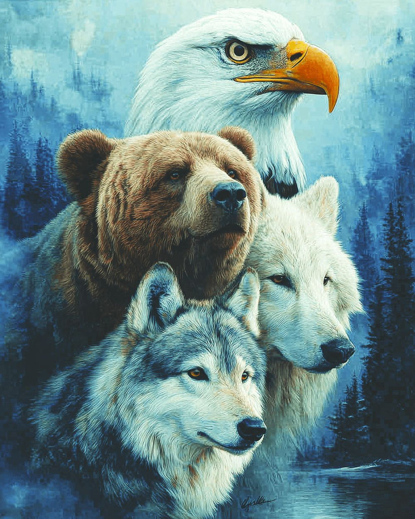 Aigle, Ours et Loups Peinture par Numéros