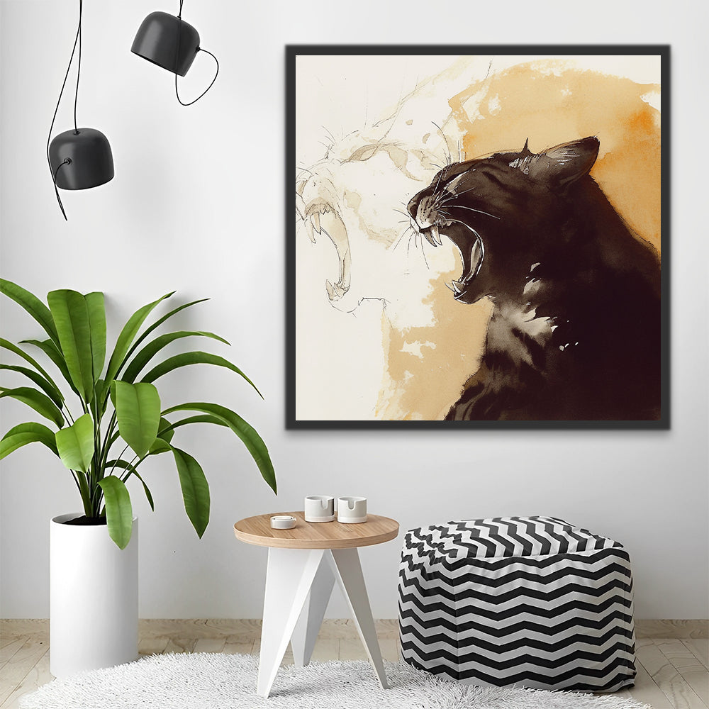 Animal Chat Furieux Peinture par Numéros