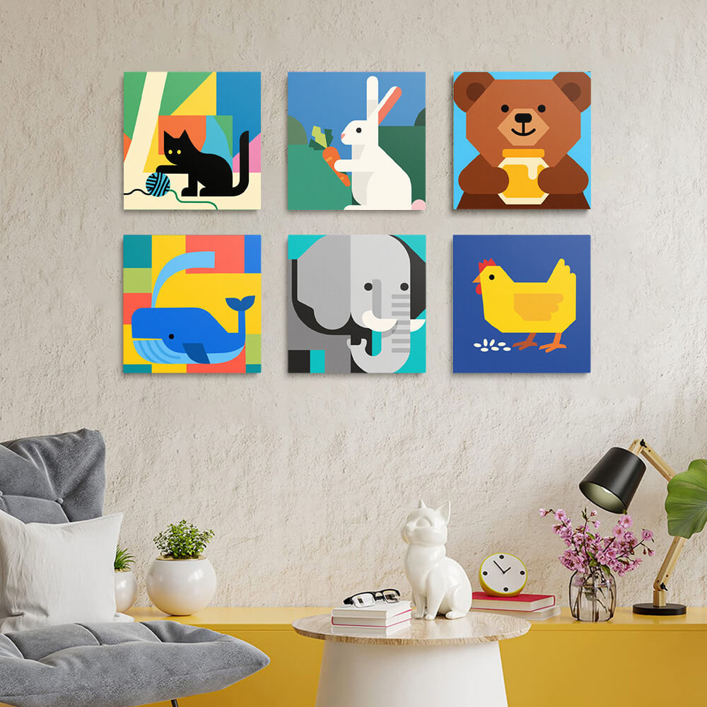 Animaux Cartoon 6 Mini Peintures par Numéros