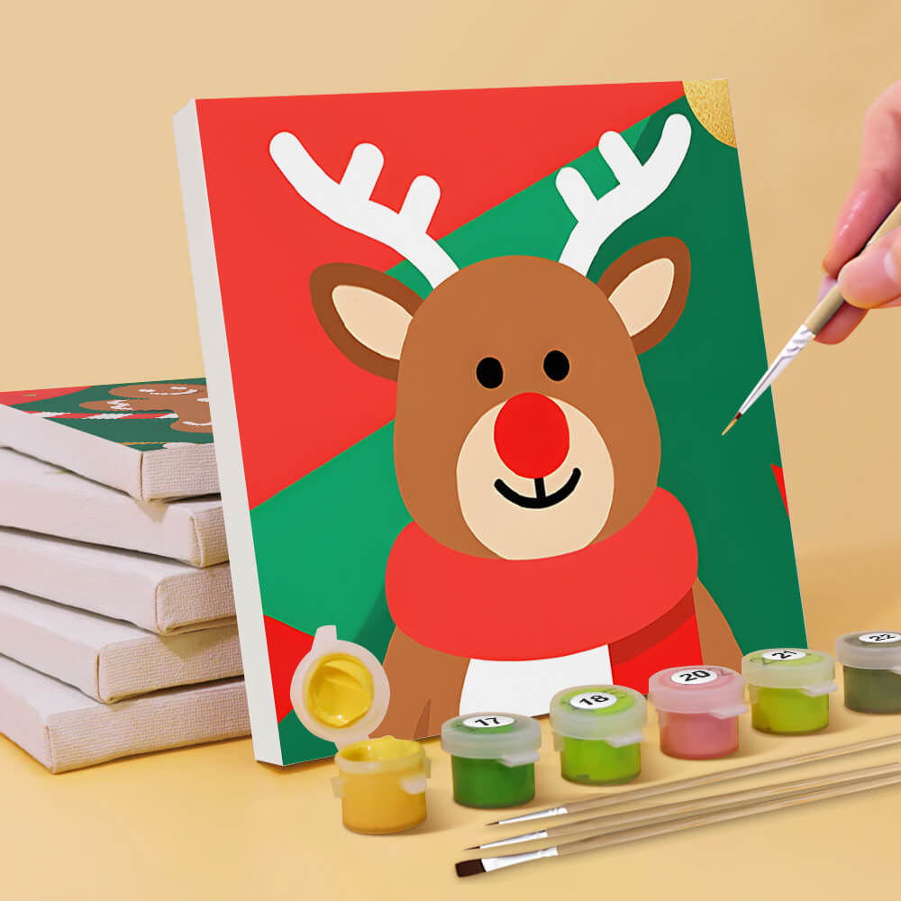 Animaux de Noël et Cadeaux 6 Mini Peintures par Numéros