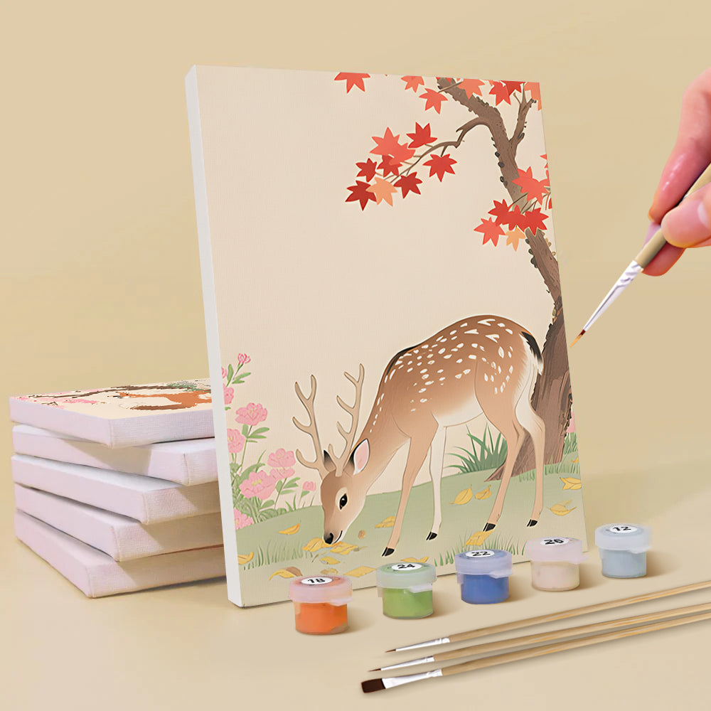 Animaux sous les Arbres en Fleurs 6 Mini Peintures par Numéros