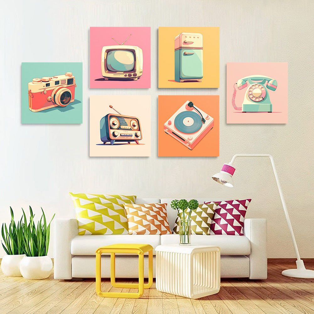 Appareils Petits Rétro 6 Mini Peintures par Numéros
