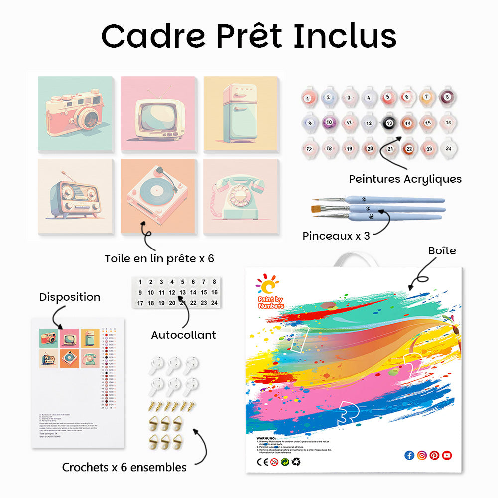 Appareils Petits Rétro 6 Mini Peintures par Numéros