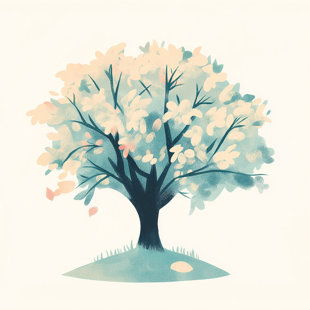 Arbre À Fleurs Blanches au Printemps Mini Peinture par Numéros