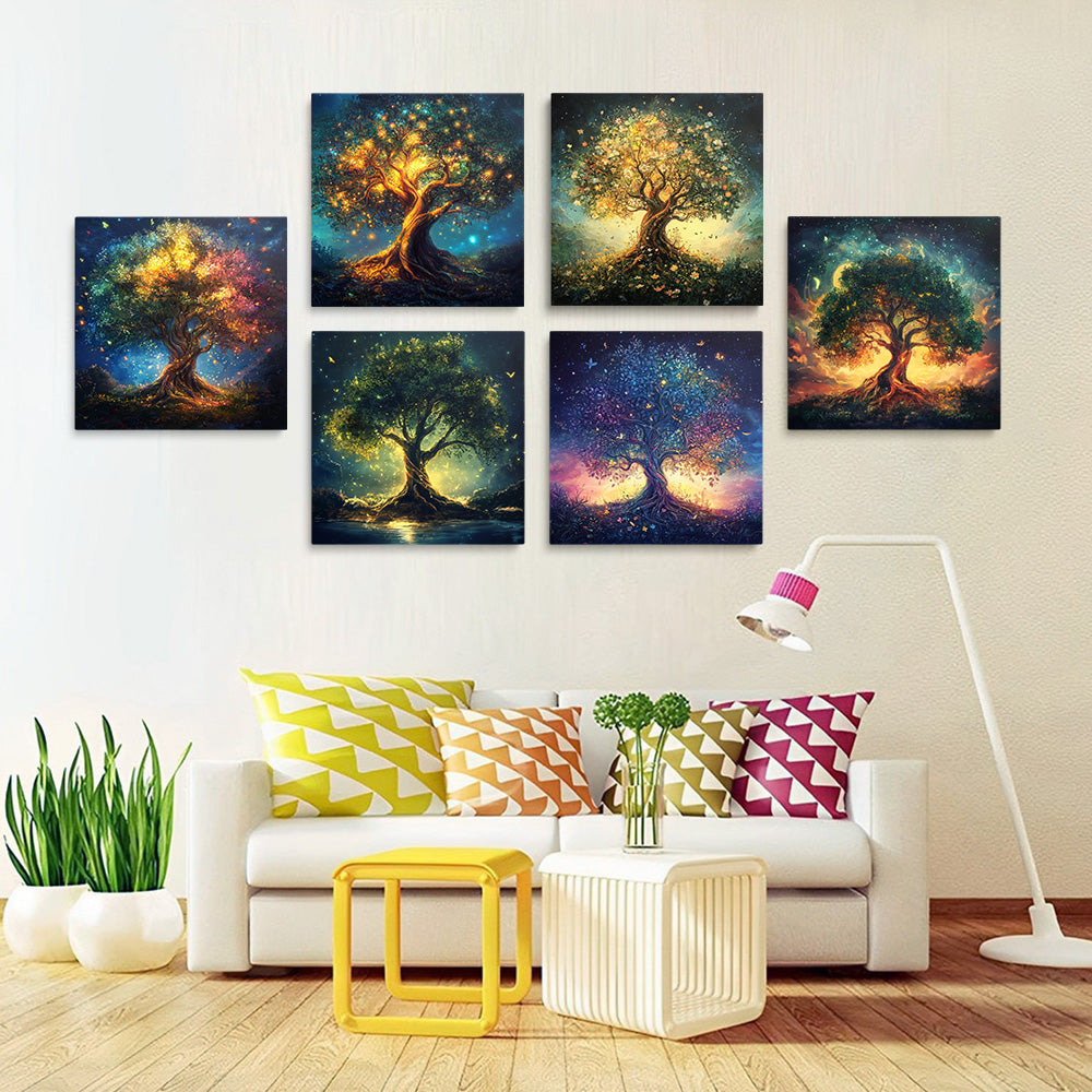 Arbre Lumineux Mystérieux 6 Mini Peintures par Numéros