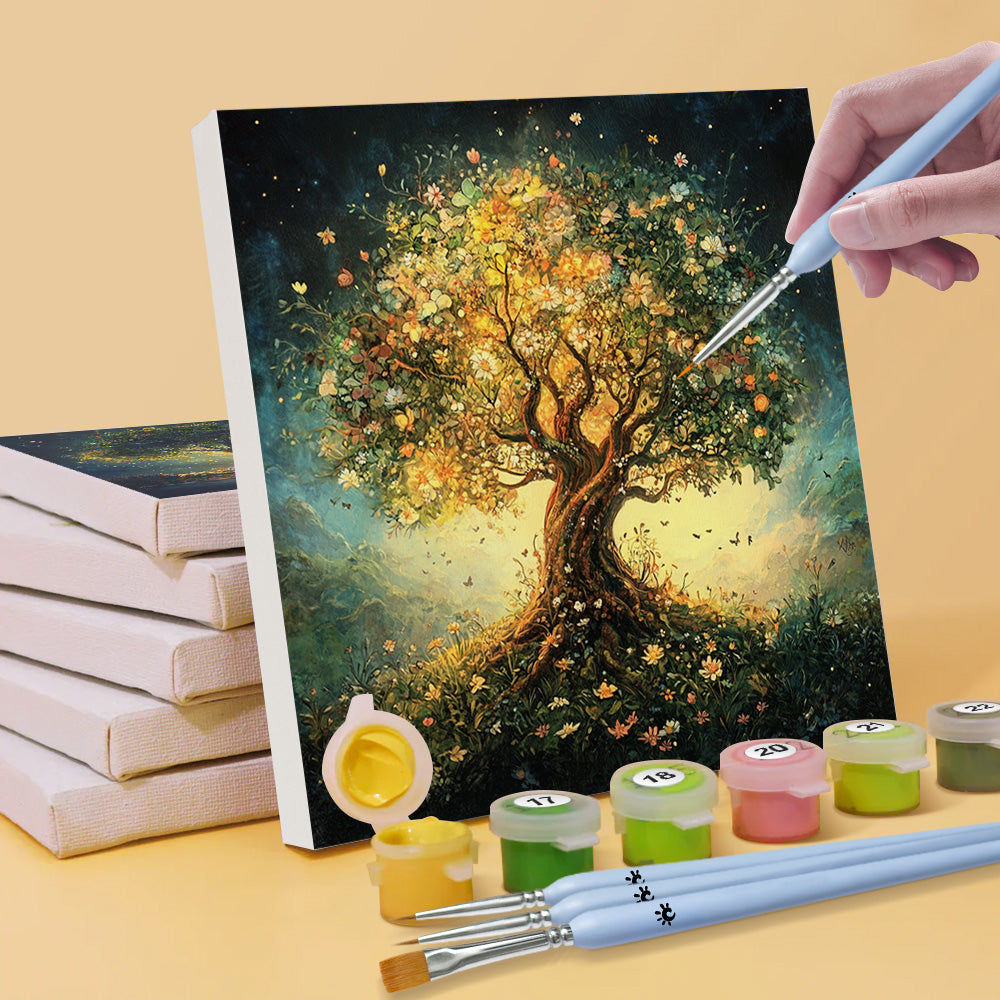Arbre Lumineux Mystérieux 6 Mini Peintures par Numéros